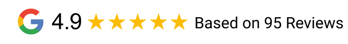 Google logo followed by five yellow stars and the word "Reviews" in black text.