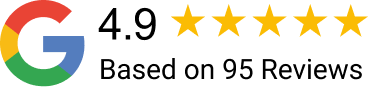 The Google logo with five yellow stars to its right, indicating a five-star rating.