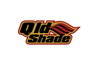 Qld Shade logo in bold black/yellow with red/black leaf graphic.